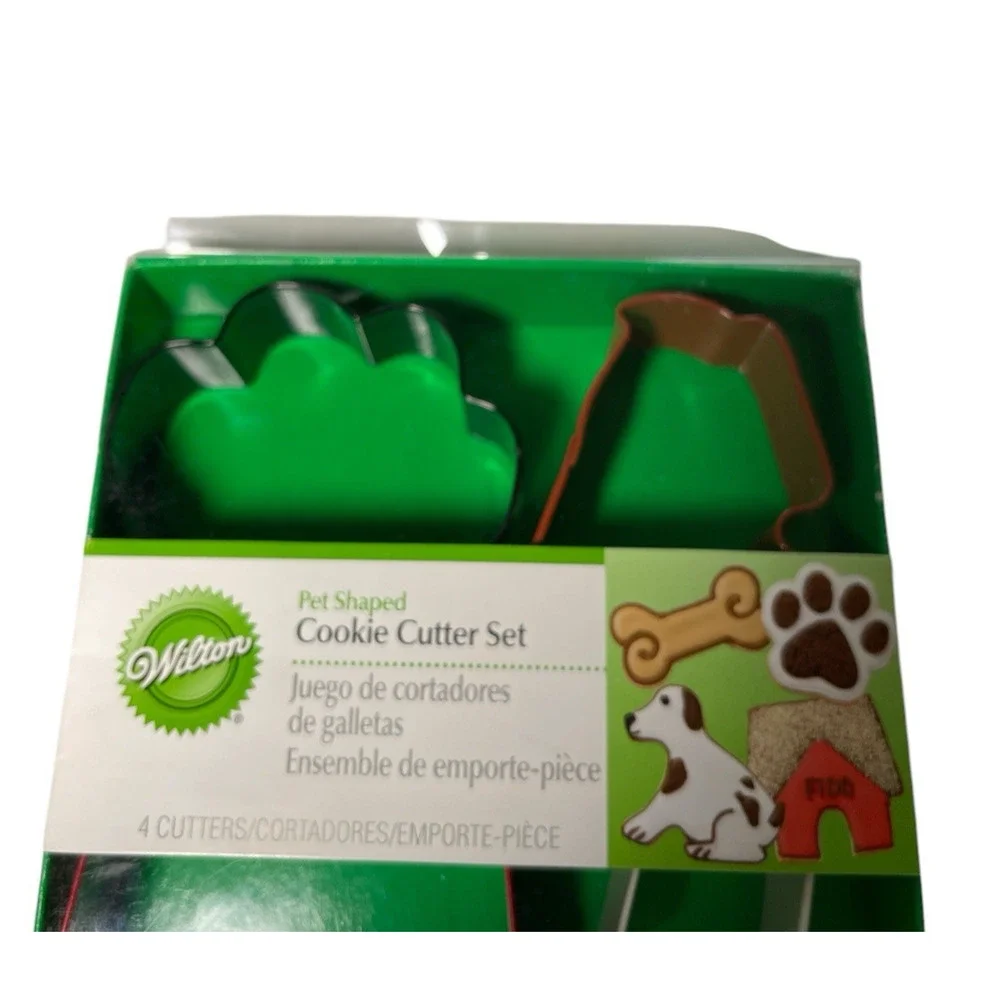 Wilton Pet Shaped Cookie Cutters Dog, Bone, Paw, Doghouse Set of 4